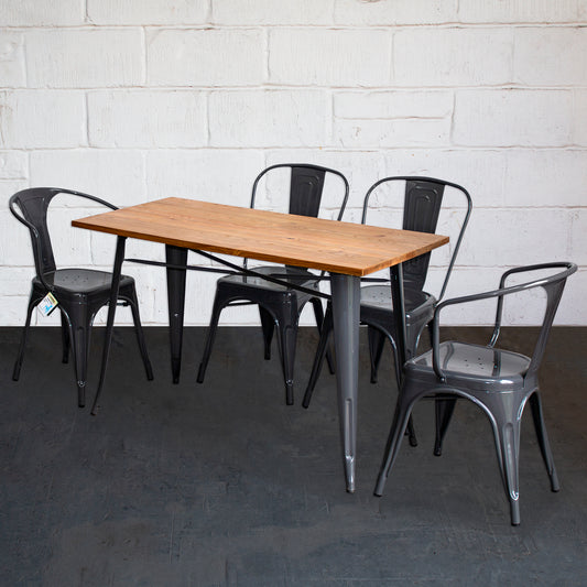 5PC Prato Table, 2 Forli & 2 Siena Chairs Set - Graphite Grey