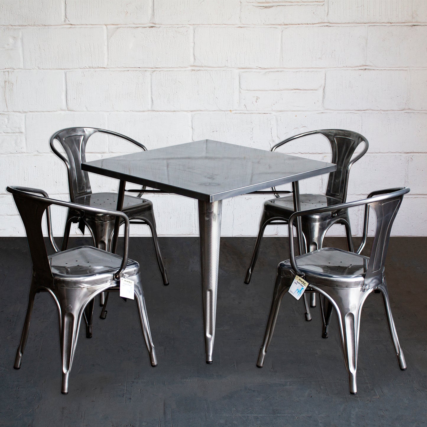 5PC Belvedere Table & Forli Chair Set - Steel