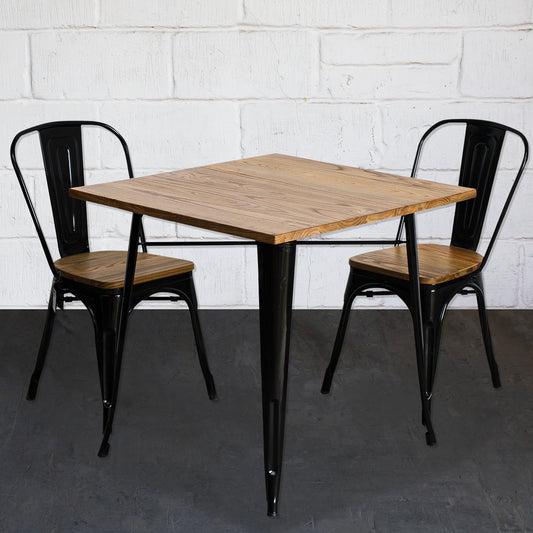 3PC Enna Table & Palermo Chair Set - Black