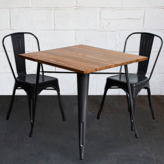 3PC Enna Table & Siena Chair Set - Graphite Grey