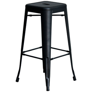 3PC Lodi Table & Orvieto Bar Stool Set - Onyx Matt Black