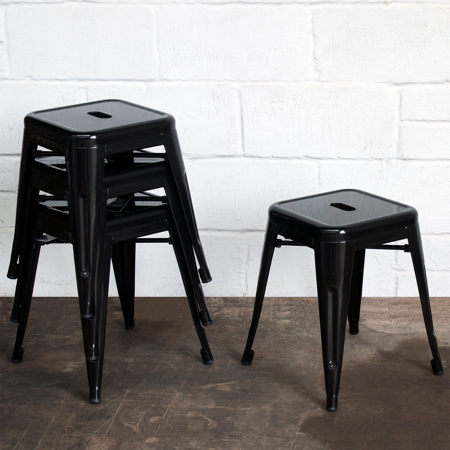 9PC Taranto Table, 2 Forli Chairs, 3 Siena Chairs & 3 Castel Stools Set - Black