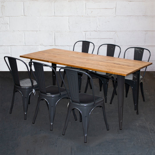 7PC Taranto Table & 6 Siena Chairs Set - Graphite Grey