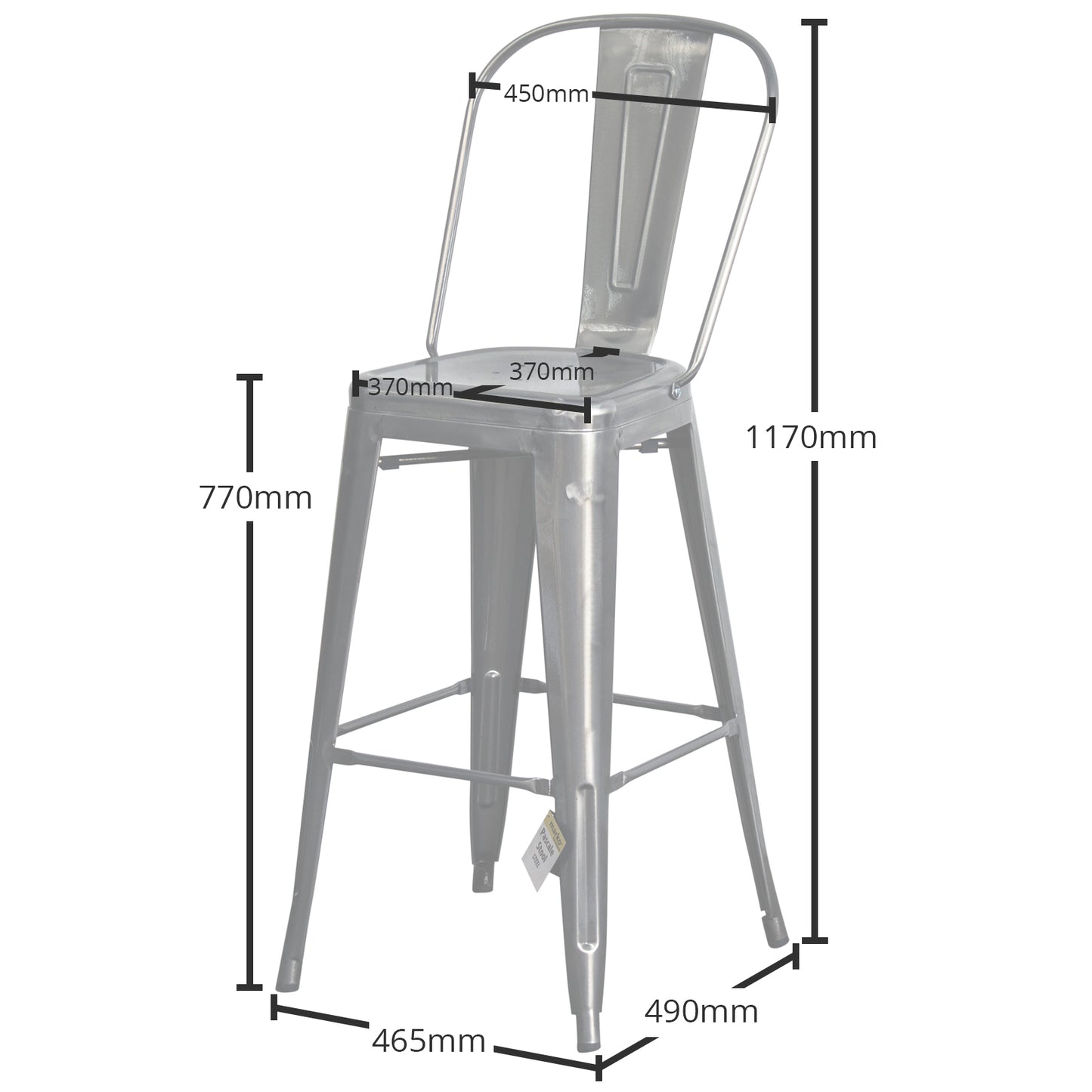 5PC Laus Table & Pascale Bar Stool Set - Steel