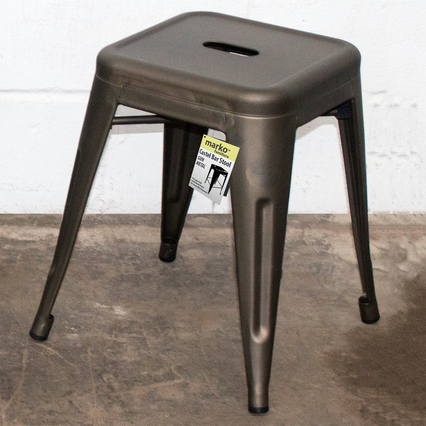 5PC Enna Table Forli Chair & Castel Stool Set - Gun Metal Grey