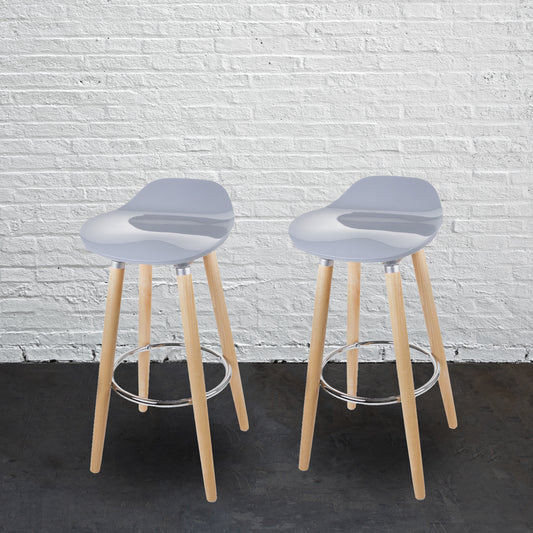 Pack of 2 ABS Bar Stool Round - Light Grey