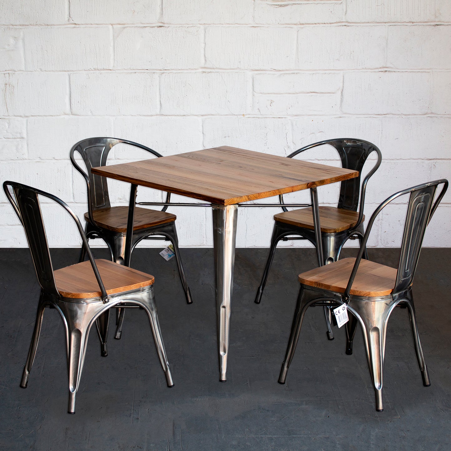 5PC Enna Table Florence & Palermo Chairs Set - Steel