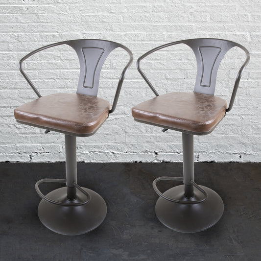 Set of 2 Adjustable Bar Stool - Gunmetal