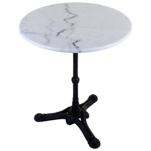 Round Marble Bistro Table with Cast Iron Base