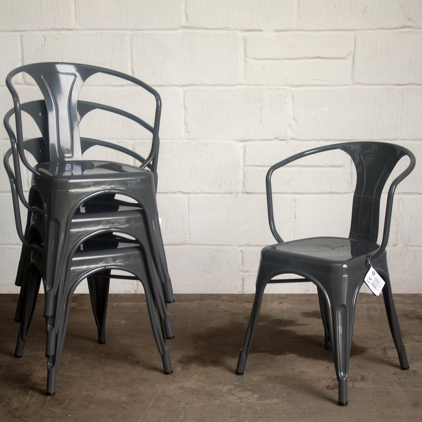 5PC Prato Table, 2 Forli Chairs & 2 Castel Stools Set - Graphite Grey