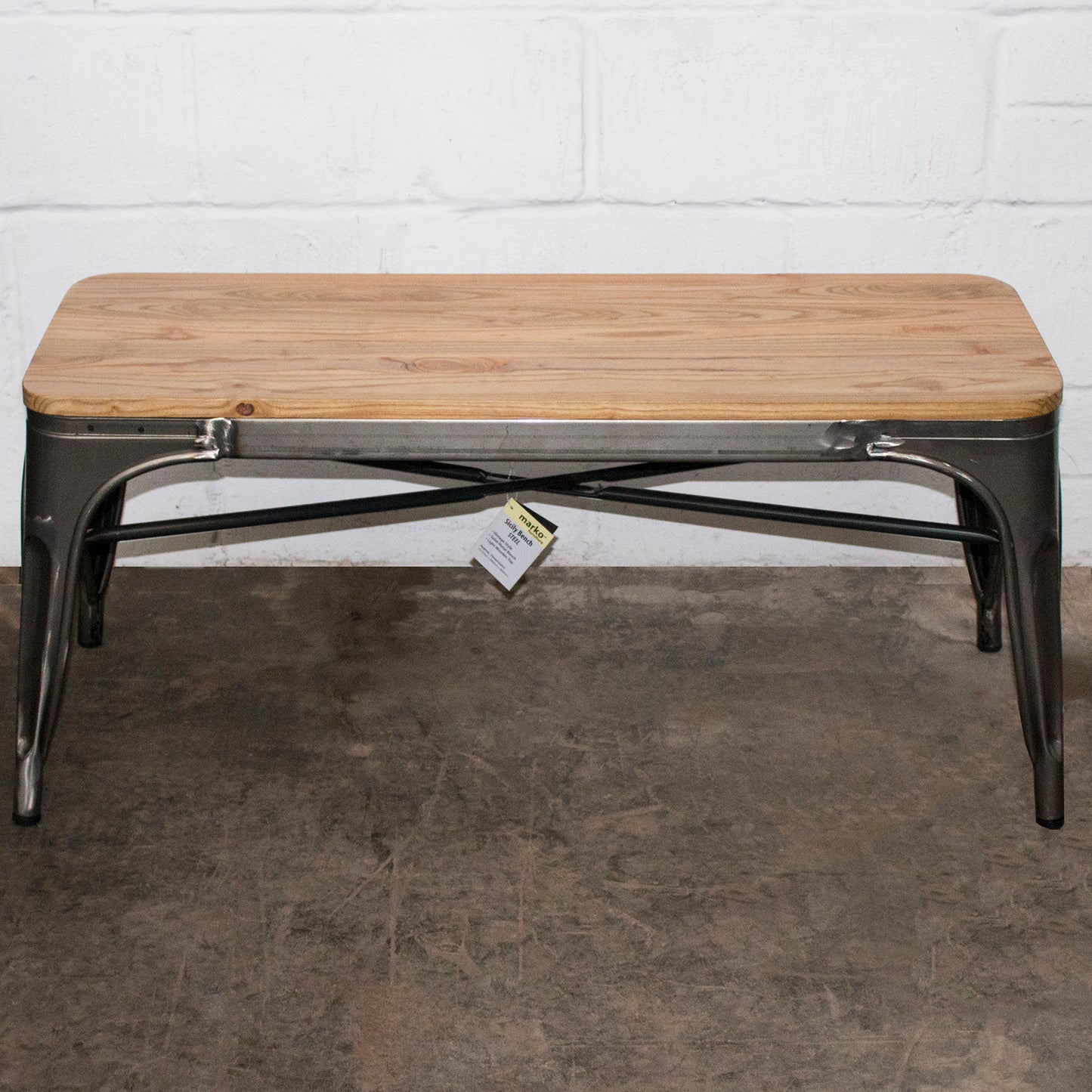 6PC Prato Table, 4 Rho Stools & Sicily Bench Set - Steel