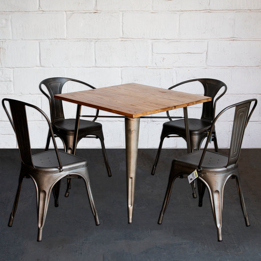 5PC Enna Table Forli & Siena Chairs Set - Gun Metal Grey