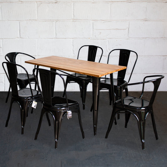 7PC Prato Table, 2 Forli & 4 Siena Chairs Set - Black