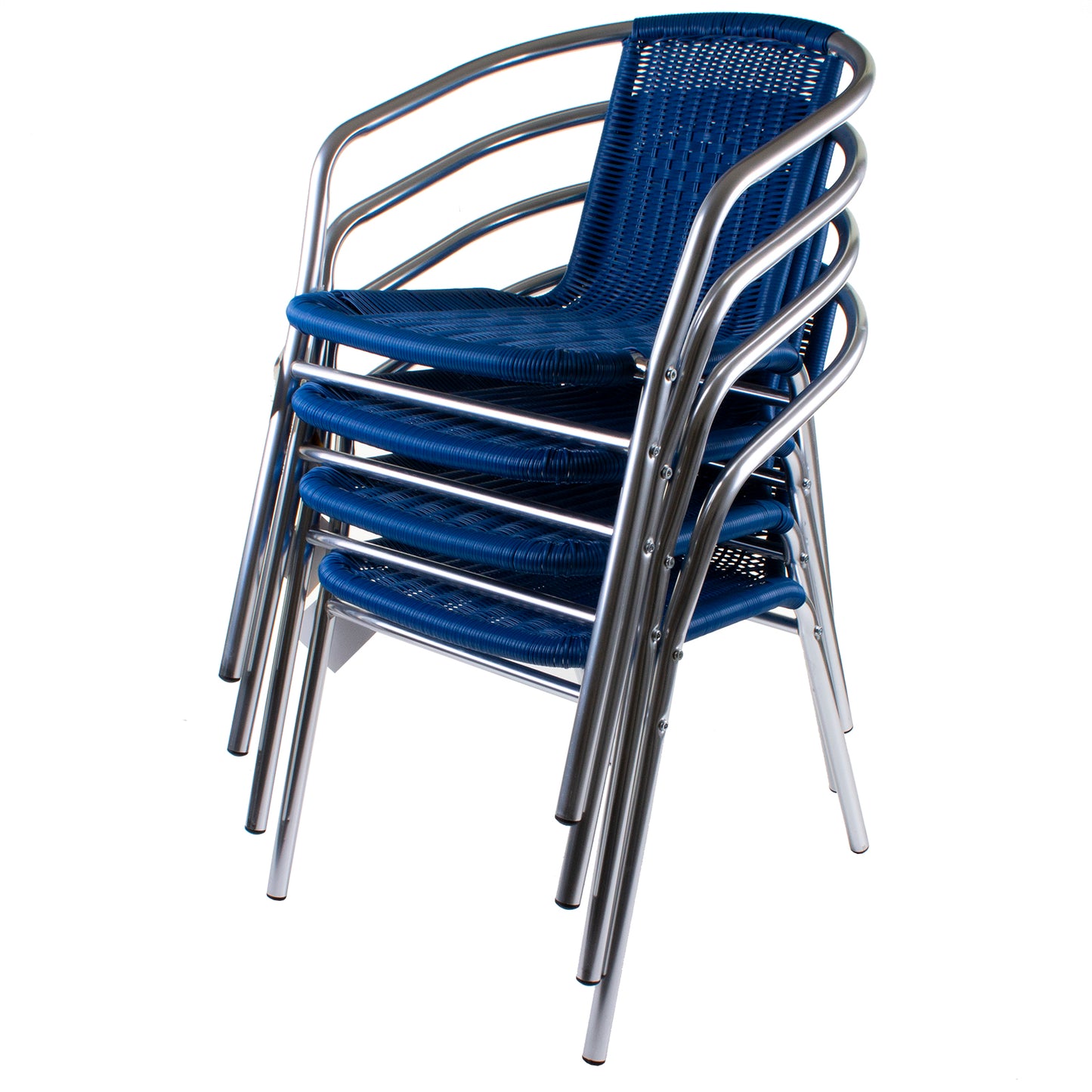 Blue Wicker Chrome Bistro Chair