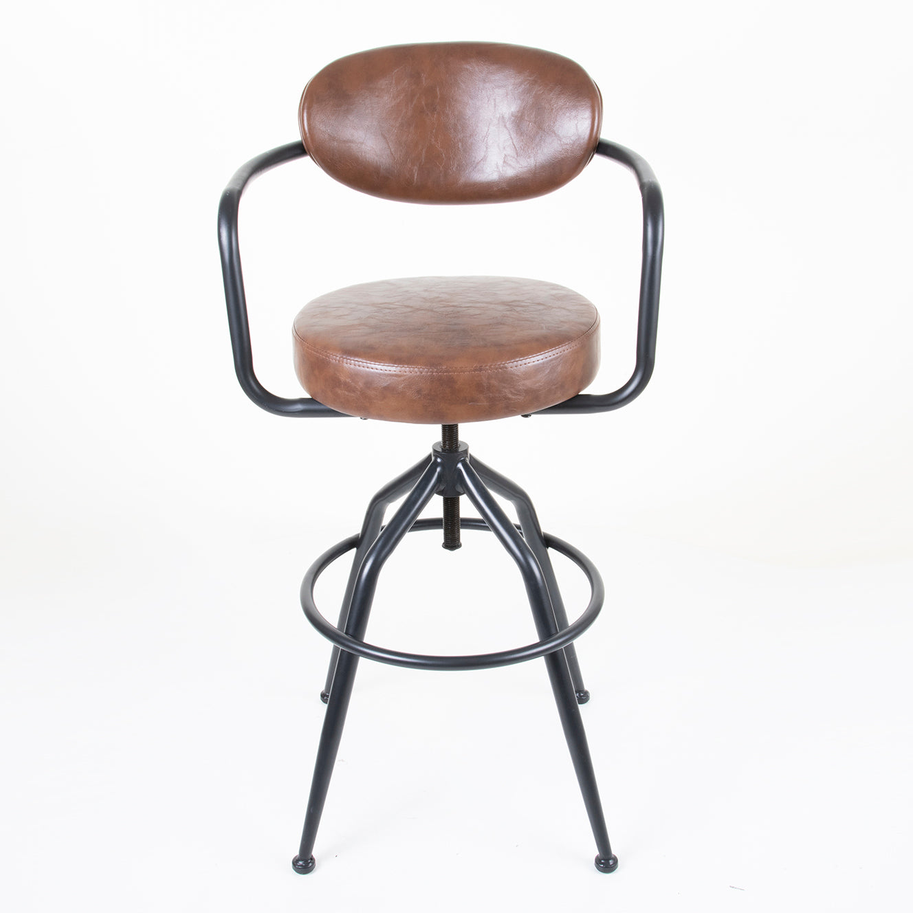 Set of 2 Rustic Bar Stool with Adjustable Seat