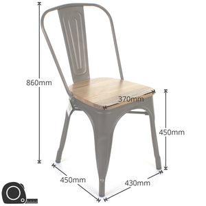 4PC Prato Table, 2 Palermo Chairs & Sicily Bench Set - Gun Metal Grey