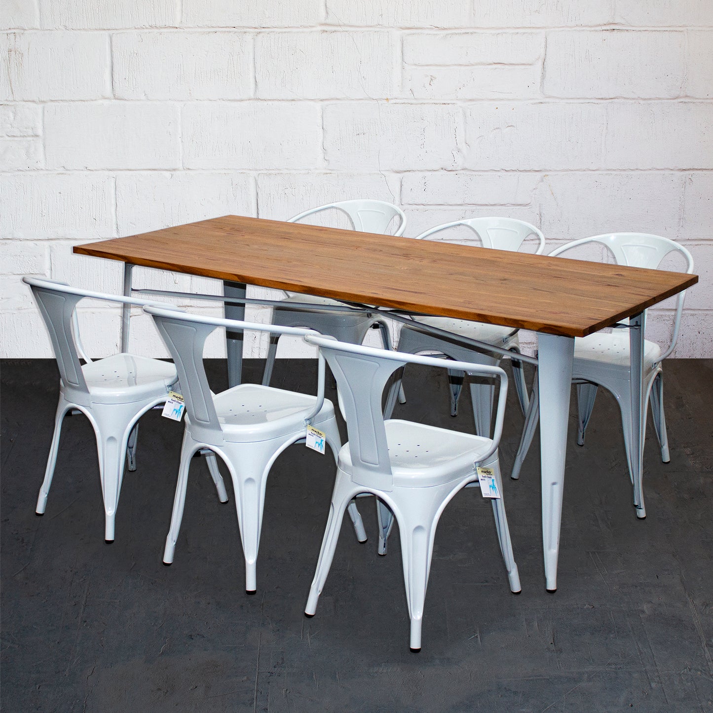 7PC Taranto Table & 6 Forli Chairs Set - White