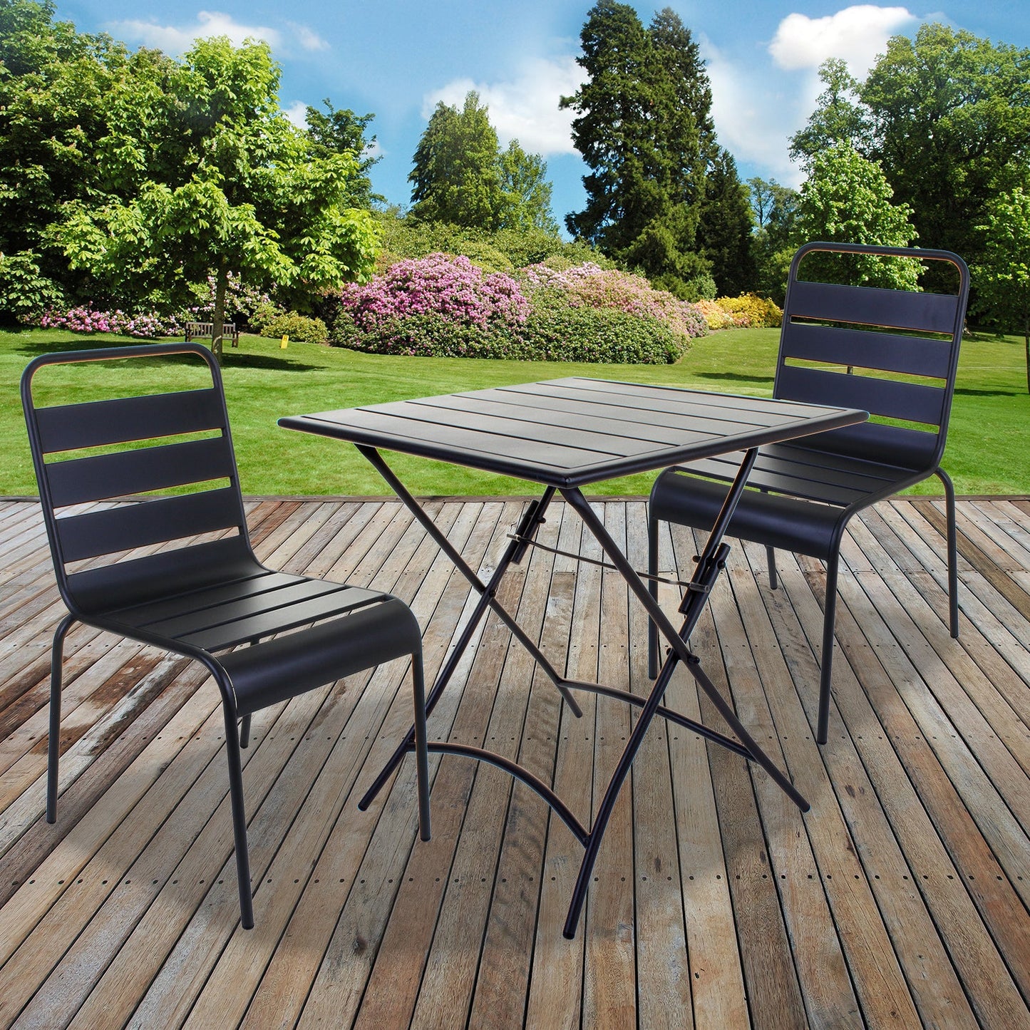 Slatted Bistro Folding Table & Chair Sets