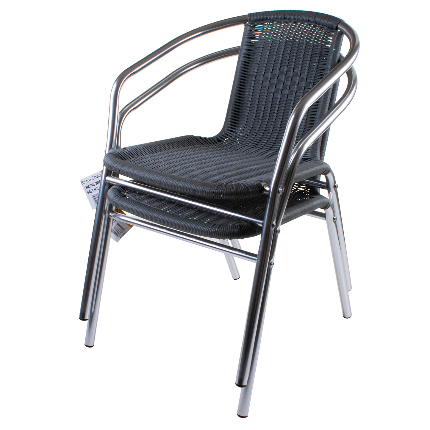Grey Wicker Chrome Bistro Chair