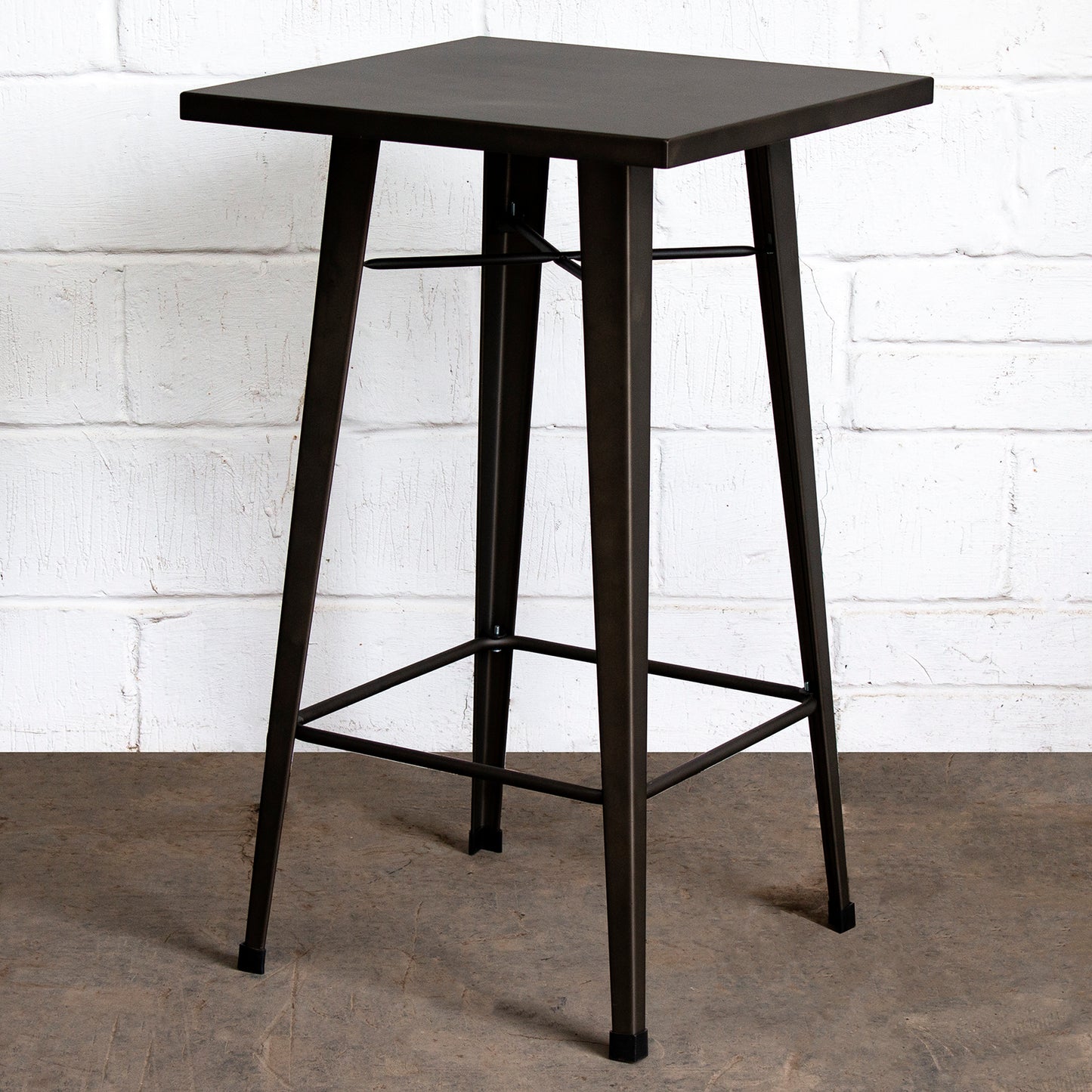 3PC Laus Table & Licata Bar Stool Set - Gun Metal Grey