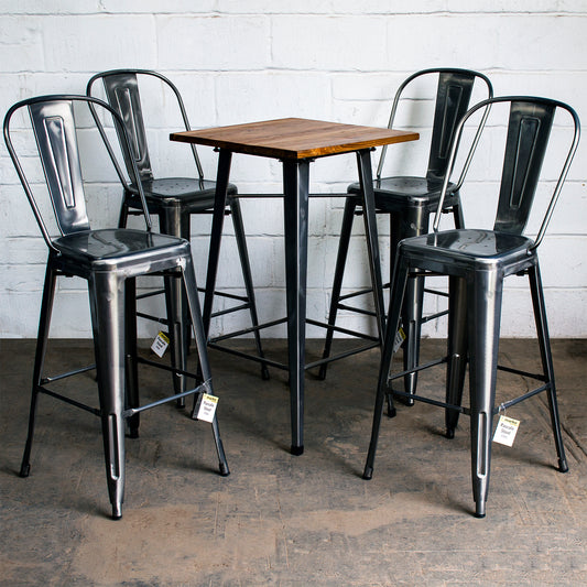 5PC Lodi Table & Pascale Bar Stool Set - Steel