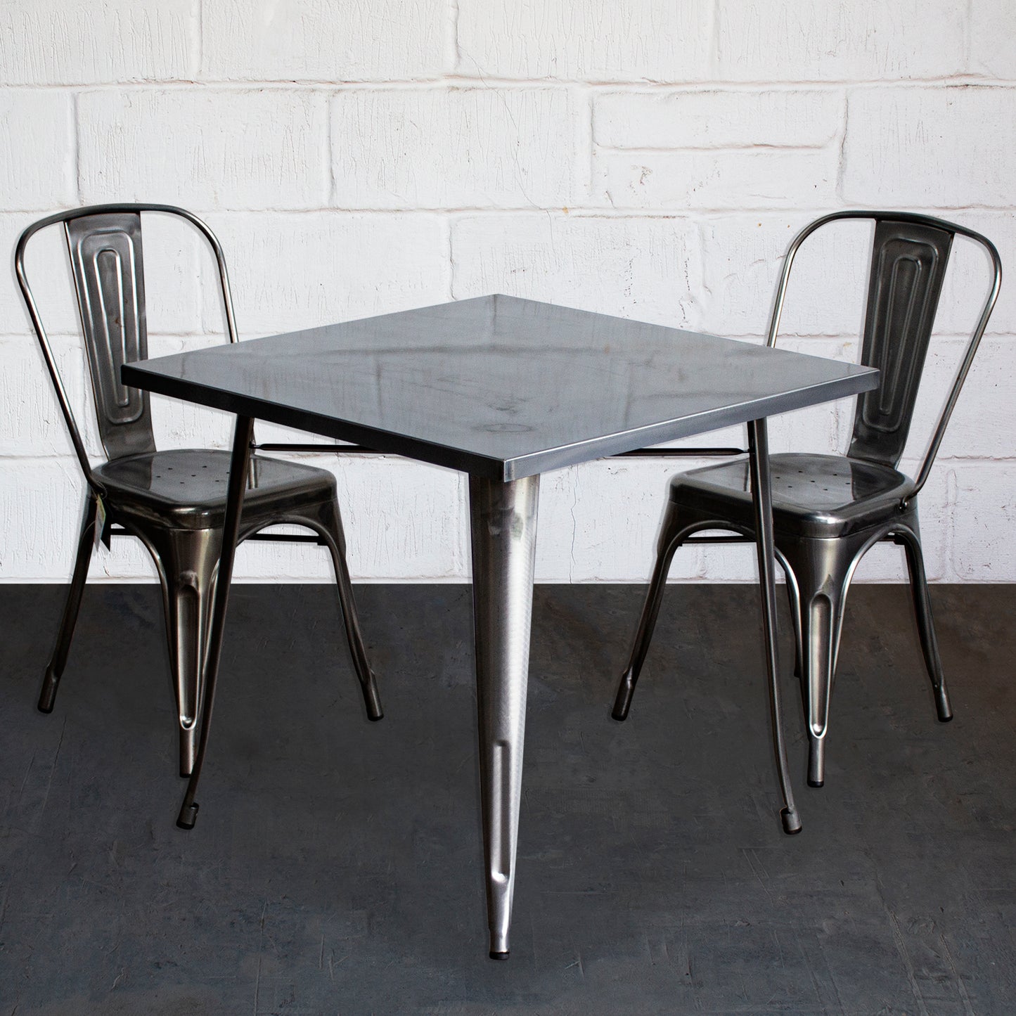 3PC Belvedere Table & Siena Chair Set - Steel