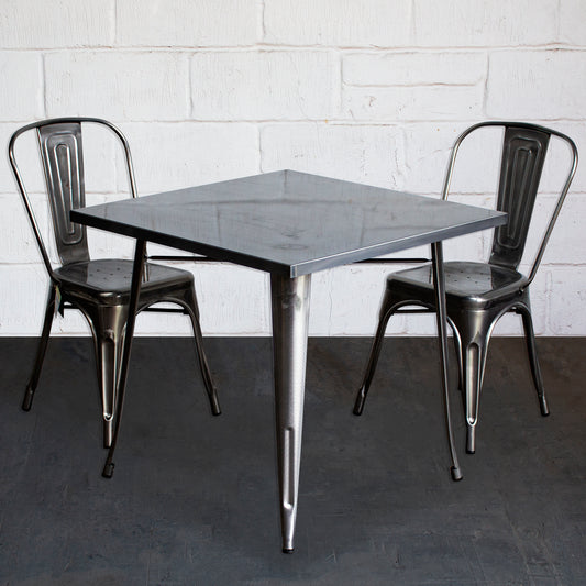 3PC Belvedere Table & Siena Chair Set - Steel