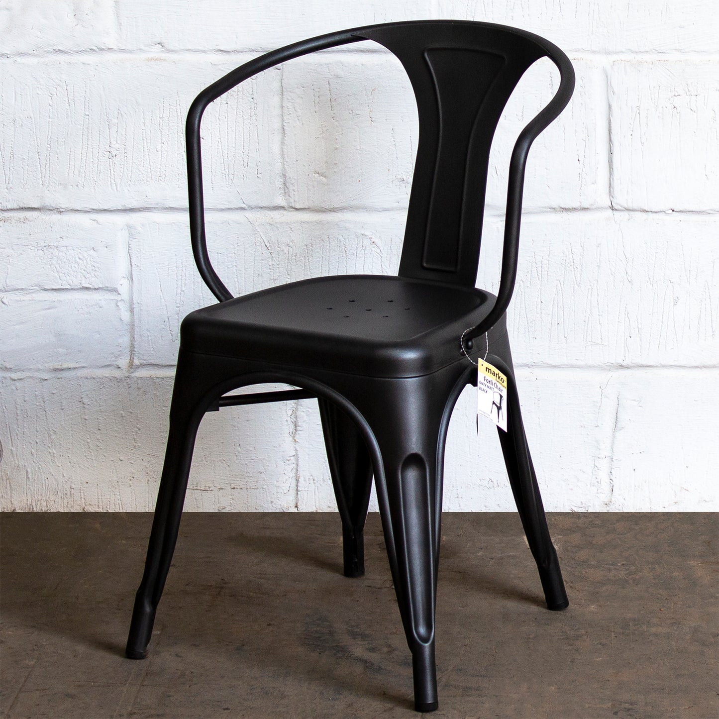 7PC Taranto Table & 6 Forli Chairs Set - Onyx Matt Black