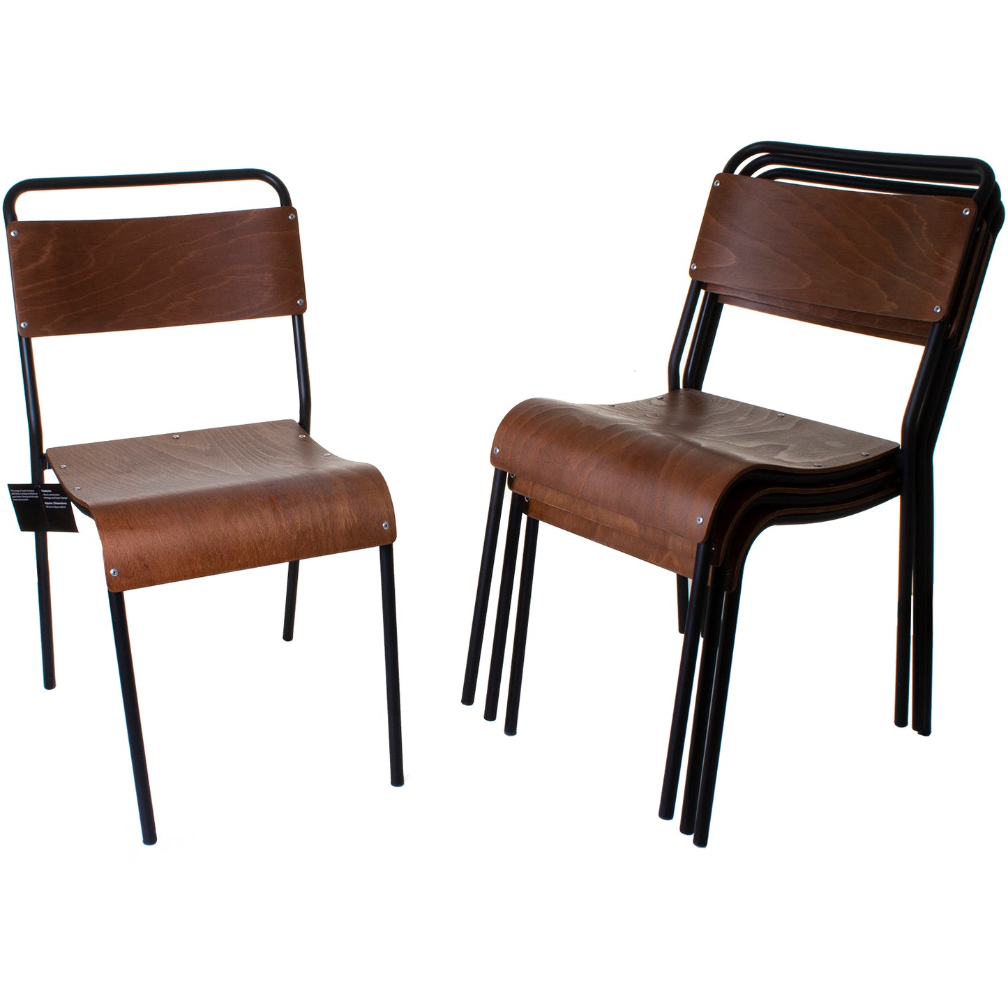 Set of 4 Rustic Chairs - Black
