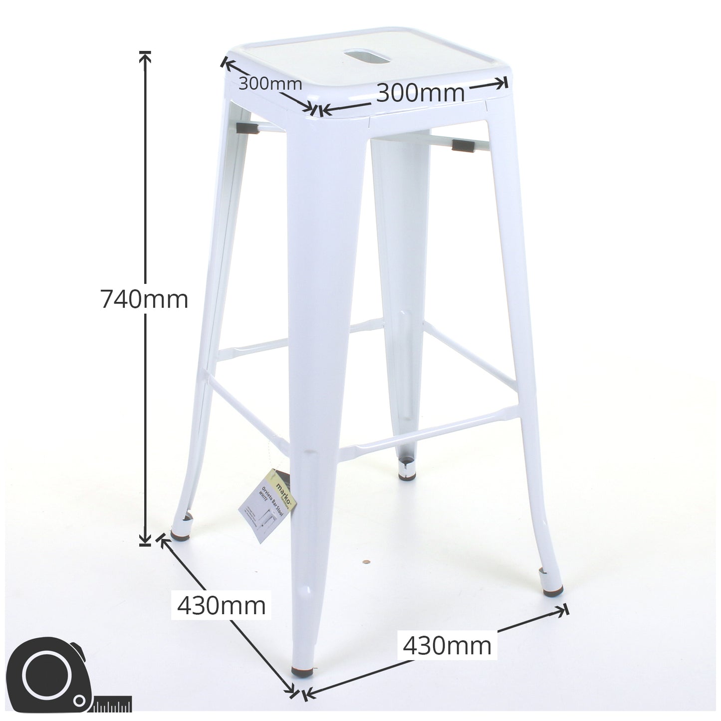 Orvieto Bar Stool - Pale Grey