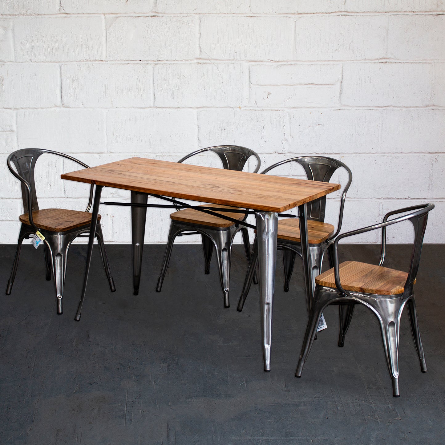 5PC Prato Table & 4 Florence Chairs Set - Steel