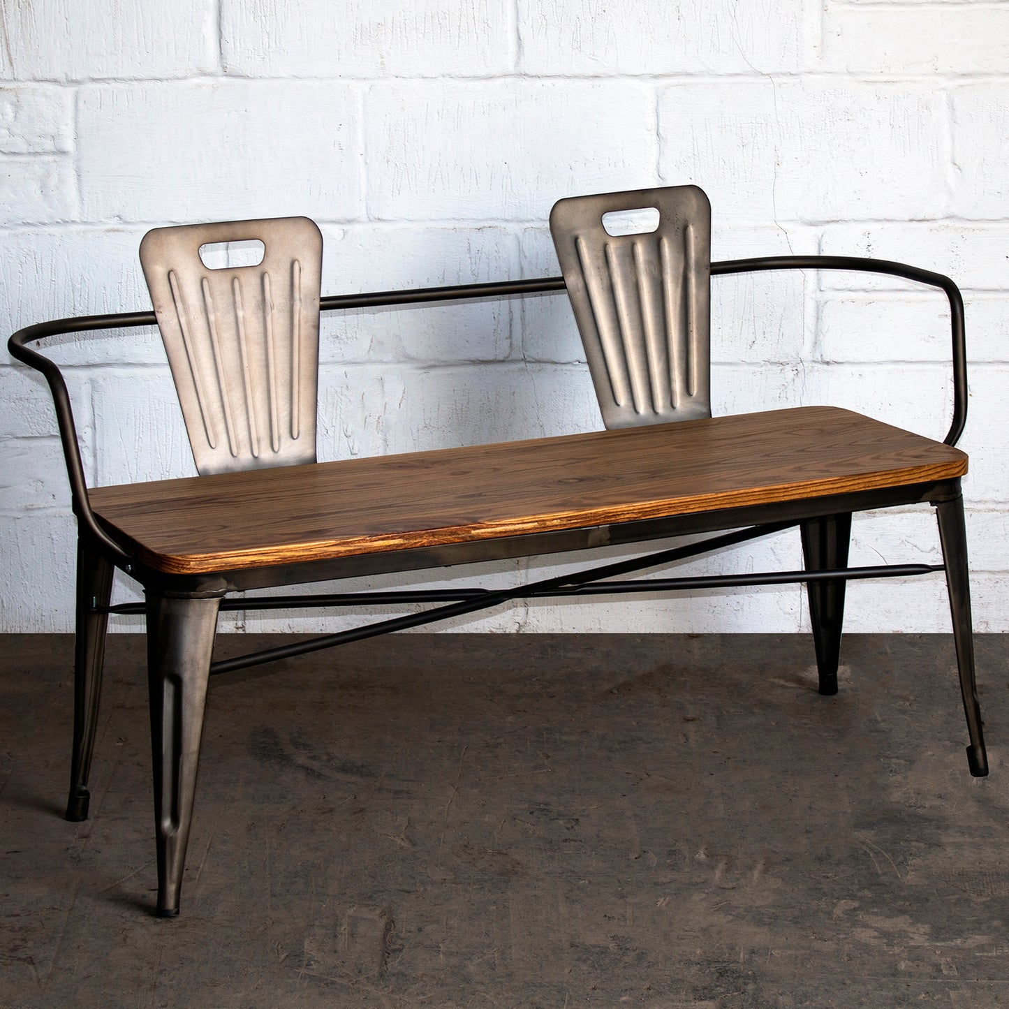 5PC Taranto Table, 3 Rho Stools & Nuoro Bench Set - Gun Metal Grey