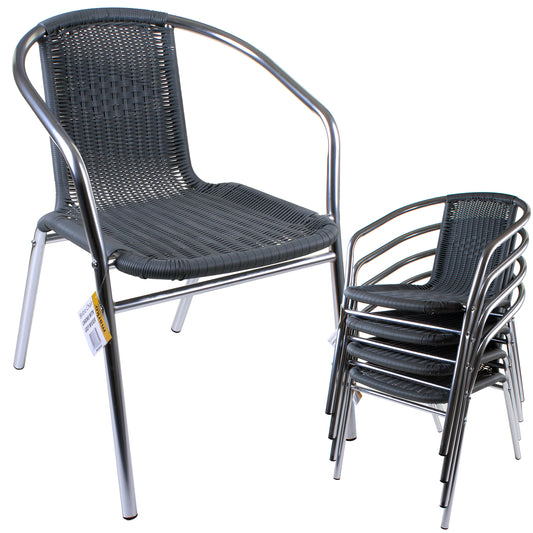 Grey Wicker Chrome Bistro Chair