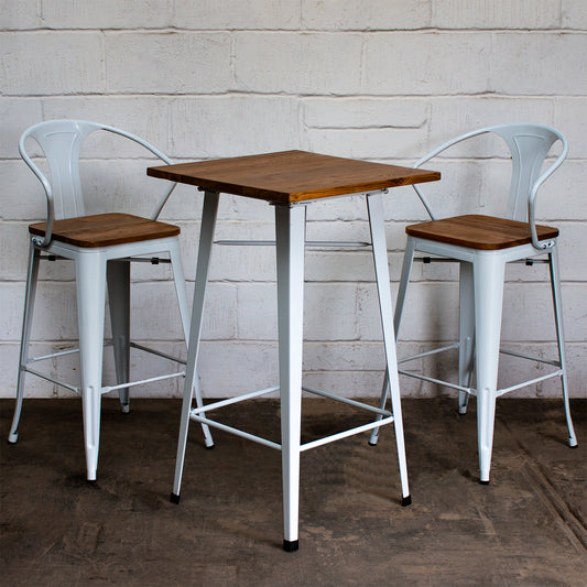 3PC Lodi Table & Licata Bar Stool Set - White