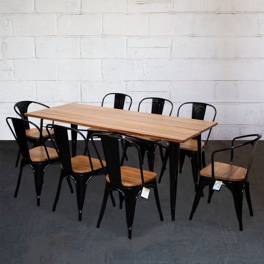 9PC Taranto Table, 2 Florence & 6 Palermo Chairs Set - Black