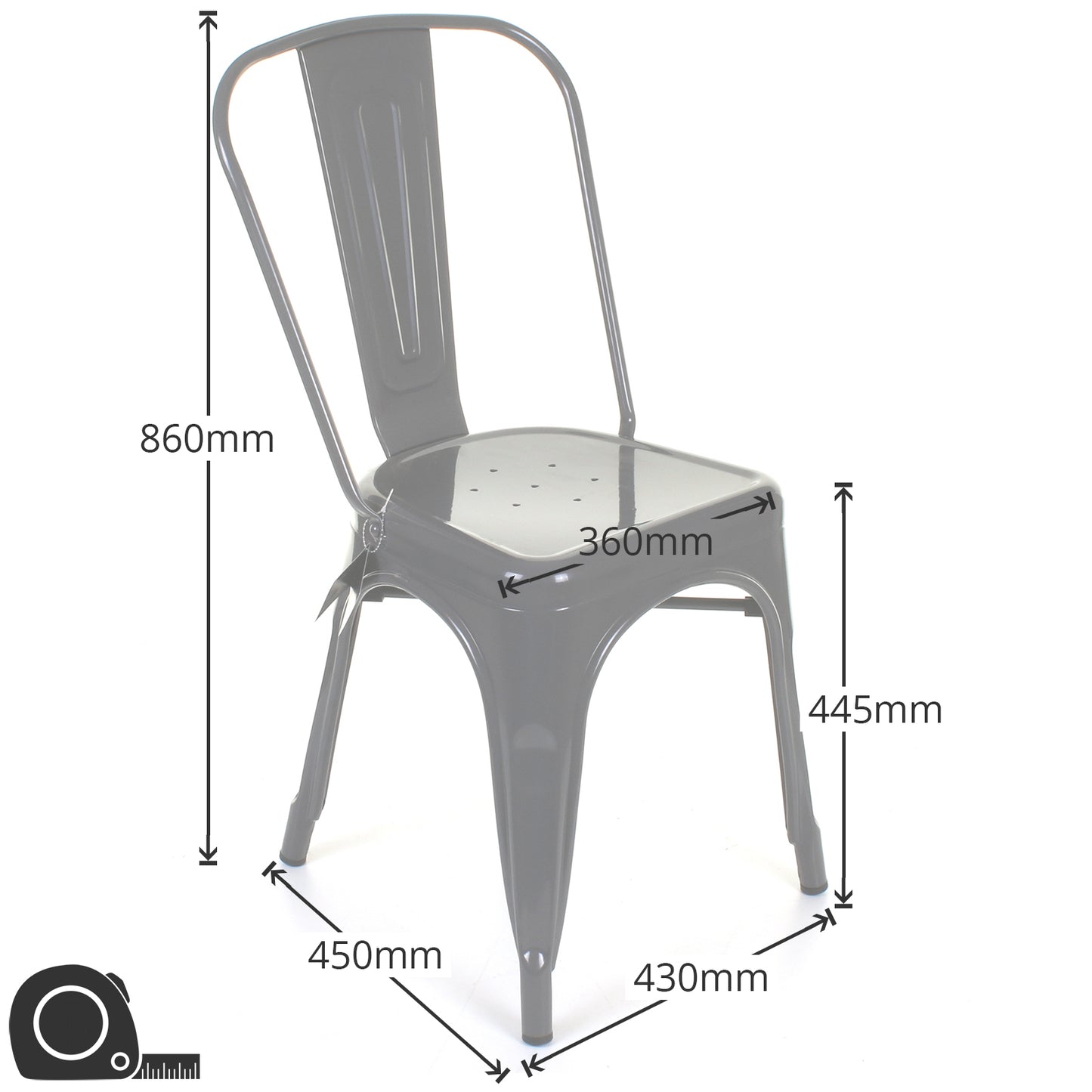 5PC Prato Table & 4 Siena Chairs Set - Graphite Grey