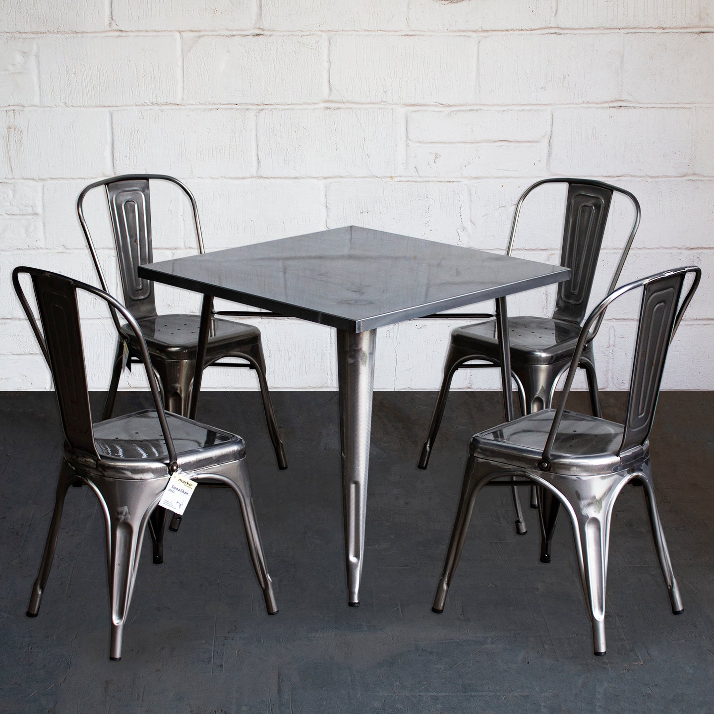 5PC Belvedere Table & Siena Chair Set - Steel