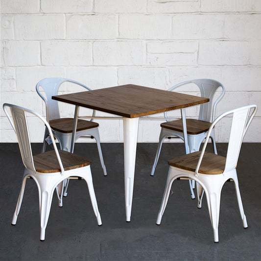 5PC Enna Table Florence & Palermo Chairs Set - White