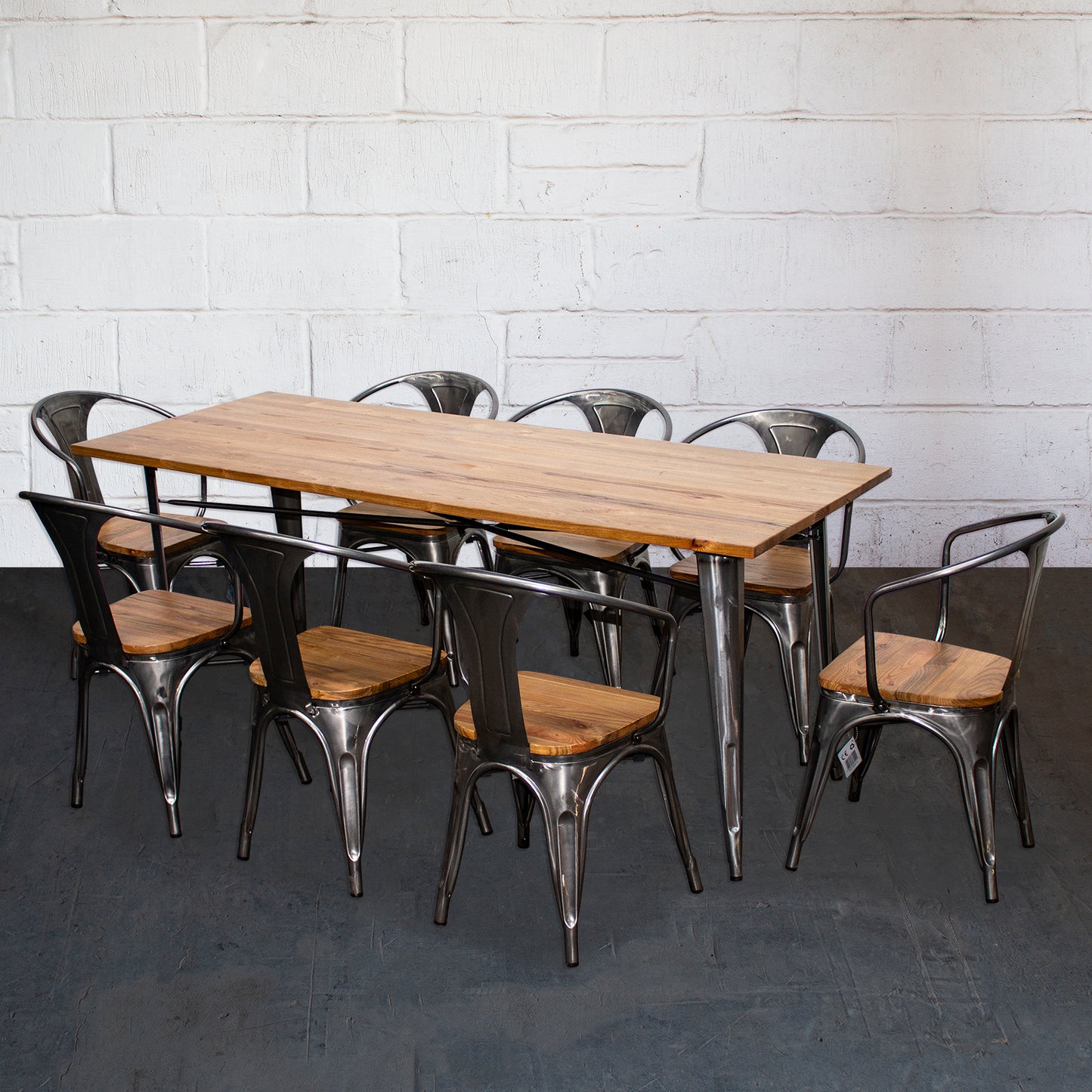 9PC Taranto Table & 8 Florence Chairs Set - Steel