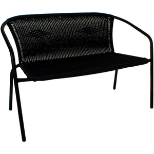 Wicker 2 Seater Bench - Black
