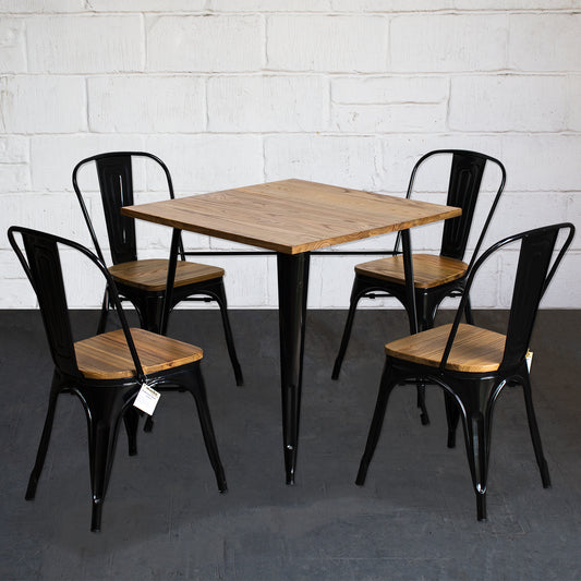 5PC Enna Table & Palermo Chair Set - Black