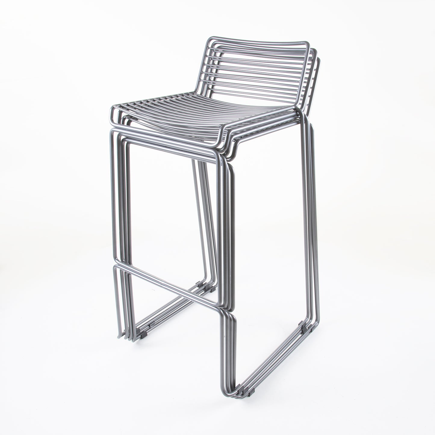 Set of 4 Wire Seat Bar Stool Silver - Silver