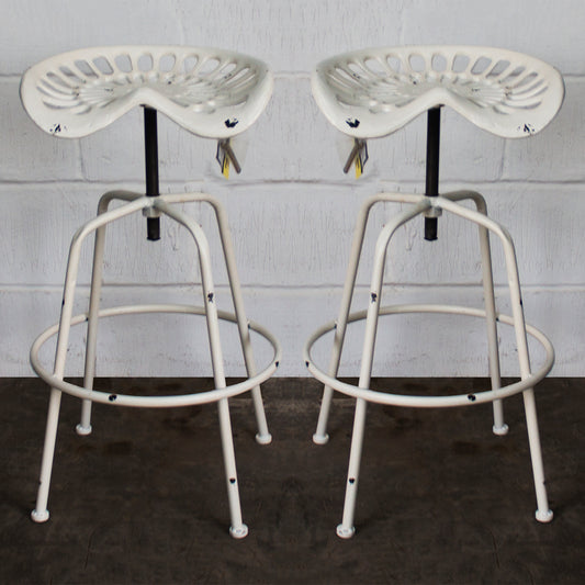 Arezzo Tractor Bar Stools - White