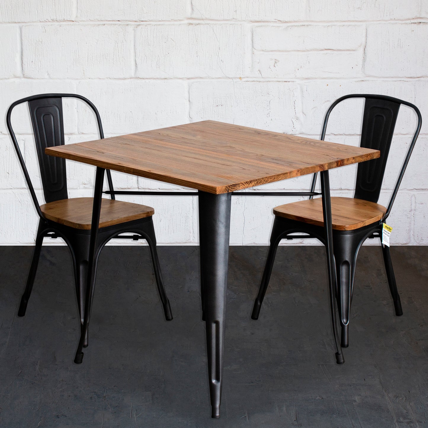 3PC Enna Table & Palermo Chair Set - Onyx Matt Black