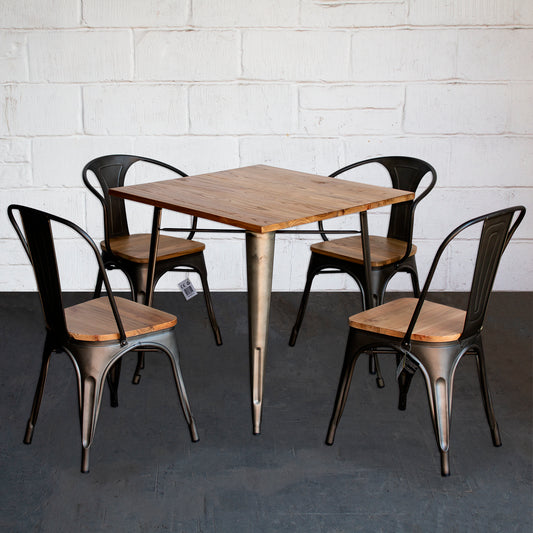 5PC Enna Table Florence & Palermo Chairs Set - Gun Metal Grey