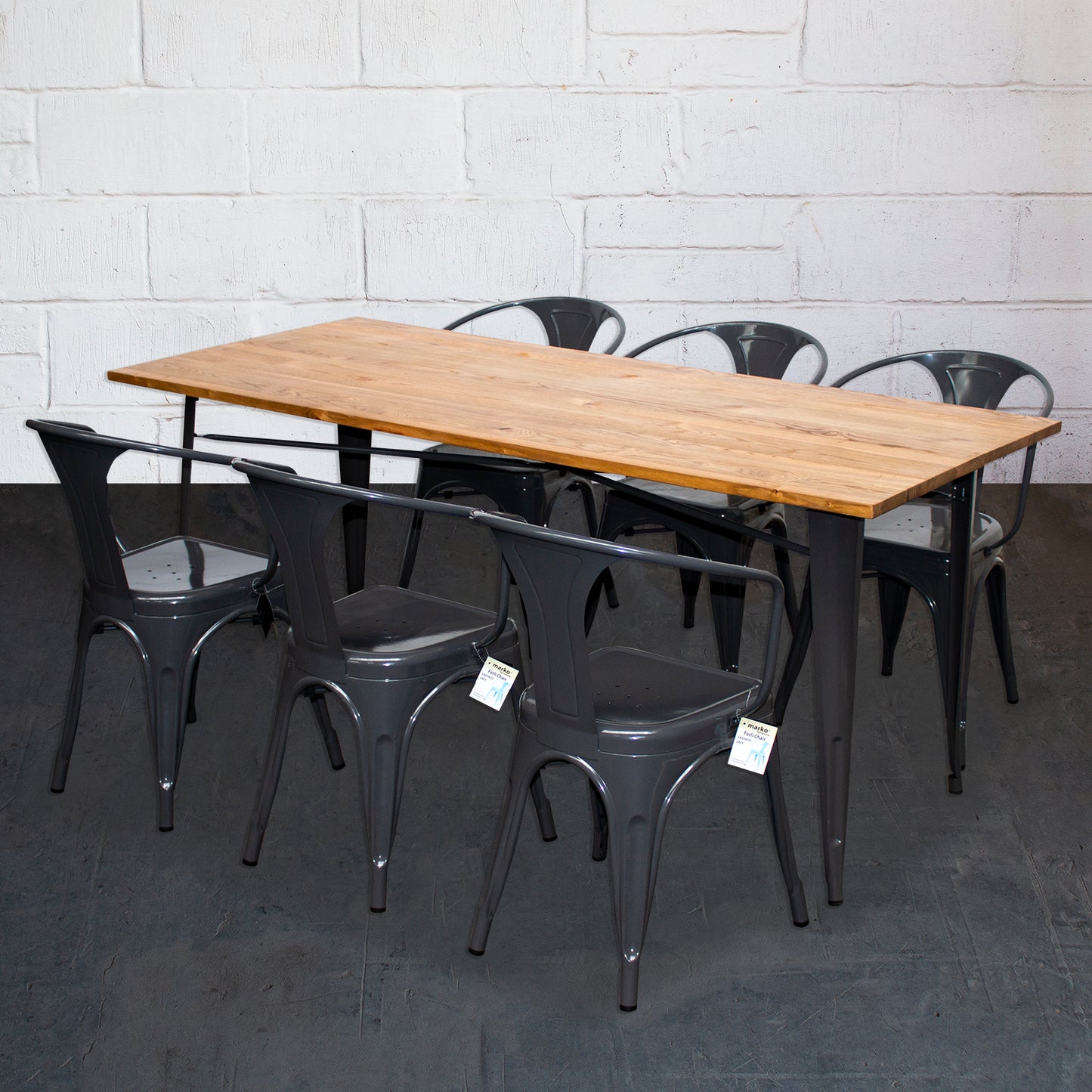 7PC Taranto Table & 6 Forli Chairs Set - Graphite Grey