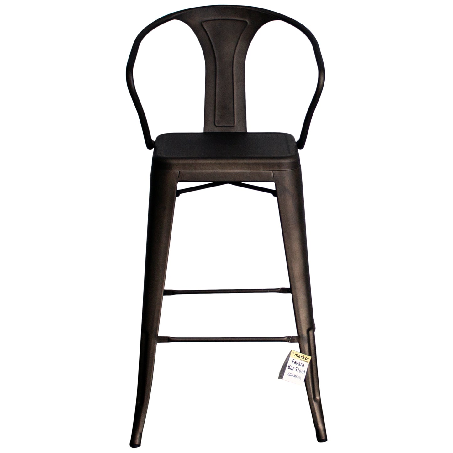 3PC Laus Table & Favara Bar Stool Set - Gun Metal Grey